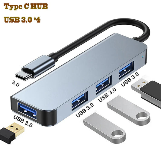 4 Ports USB 3.0 Adapter USB3.0 HUB 3 0 5Gbps High Speed Multi USB-C Splitter